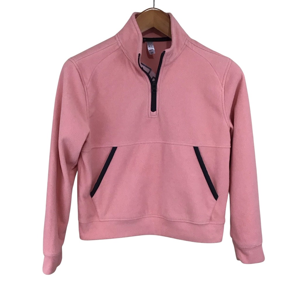 Adidas Pink Fleece‎ Quarter Zip Pullover Jacket Kids Size M